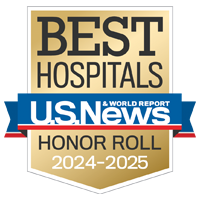 U S  News and World Report badge recognizing UCSF as part of its 2024 to 2025 Honor Roll